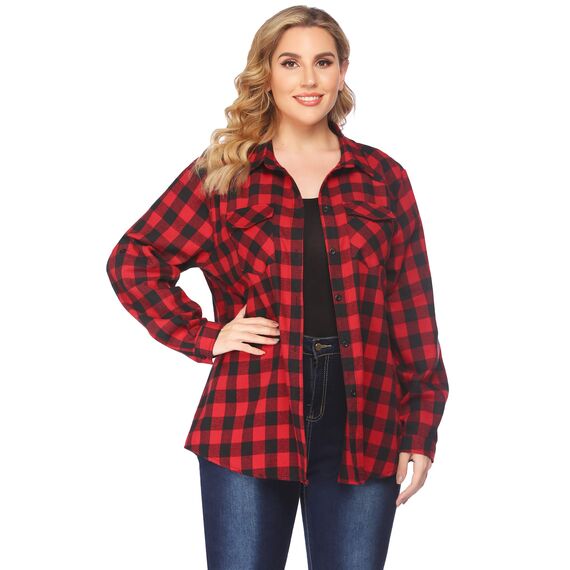 UNibelle Trachtenhemd Damen Oktoberfest Karohemd 3/4 Ärmeln Karierte Hemden V-Ausschnitt Trachtenbluse Casual Oberteile Kariert Bluse Holzfällerhemd Hemd Rot-B L