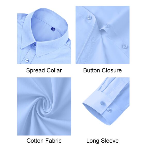 J.VER Bluse Damen Baumwolle Hemd Business Flugtauglich Blusen Elegant Modische Hemdbluse Für Stadtspaziergang Hochzeit Hell Blau