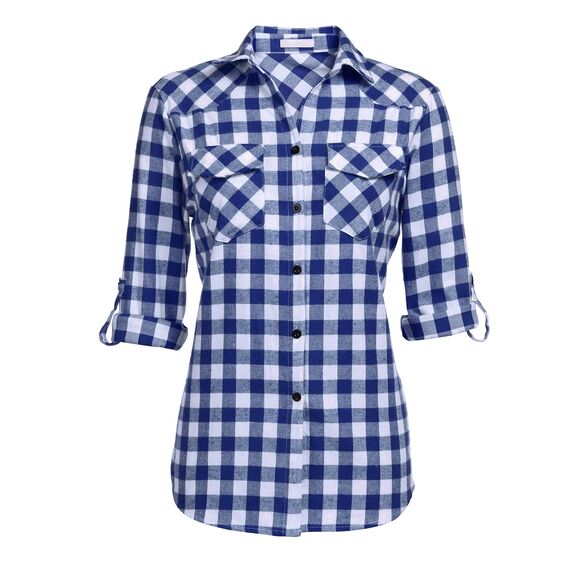 UNibelle Trachtenbluse Damen Kariertes Hemd Langarm HolzfäLlerhemd Bluse V-Ausschnitt Trachtenhemd Oktoberfest Kariert Hemden Trachten Oberteile mit Knöpfen Hellblau-B L