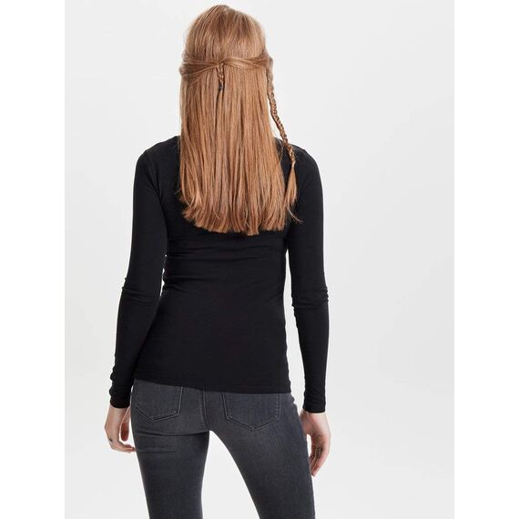 ONLY Damen Onllive Love Life L/S Oneck Top Noos JRS T-Shirt, Schwarz, M EU