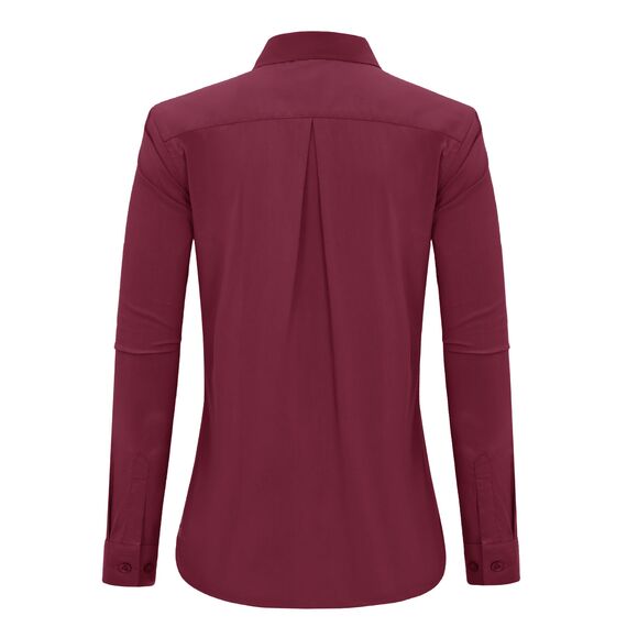 J.VER Damen Blusenshirt Bluse Elegant Festlich Langarm Oberteile Klassische Regular Fit Lady Work Office Burgunderrot