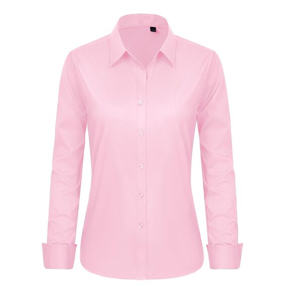 J.VER Damen Hemd Herbst Büro Damenbluse üBergangs Langarm Stretchhemd Regular Fit Baumwolle Anzughemd Rosa