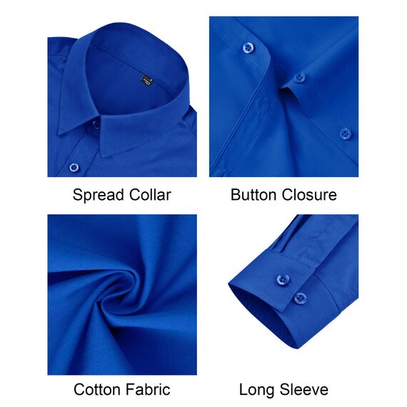 J.VER Bluse Damen Langarm Business Klassische Business Freizeithemden Bügelfrei Comfort Fit Strandhemd Für Büo Hochzeit Reisen Sapphire Blue