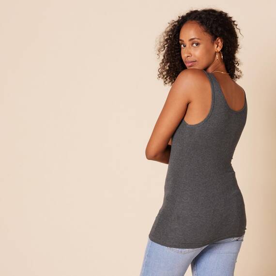 Amazon Essentials Damen Tanktop, Schmale Passform, 2er-Pack, Burgunderrot/Dunkelgrau Meliert, XL