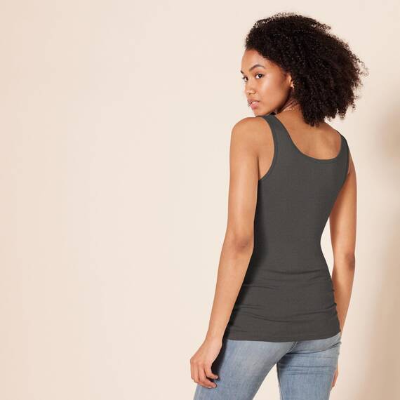 Amazon Essentials Damen Tanktop, Schmale Passform, 2er-Pack, Dunkelgrau/Grau Meliert Streifen, XL