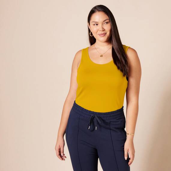 Amazon Essentials Damen Tanktop, Schmale Passform, 2er-Pack, Dunkles Olivgrün/Gold, L