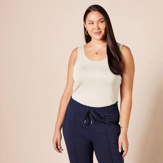 Amazon Essentials Damen Tanktop, Schmale Passform, 2er-Pack, Beige/Braun, L