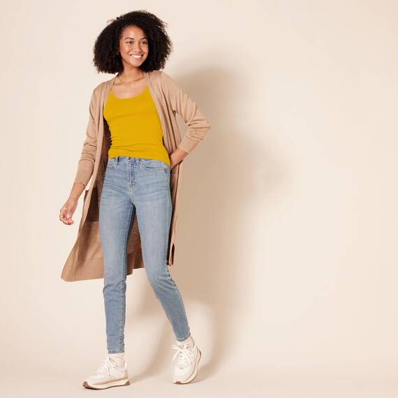 Amazon Essentials Damen Tanktop, Schmale Passform, 2er-Pack, Dunkles Olivgrün/Gold, L