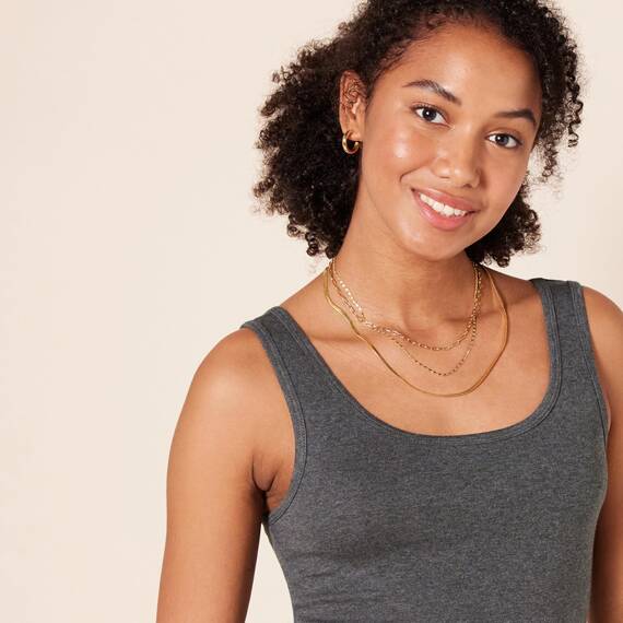 Amazon Essentials Damen Tanktop, Schmale Passform, 2er-Pack, Dunkelgrau Meliert, L