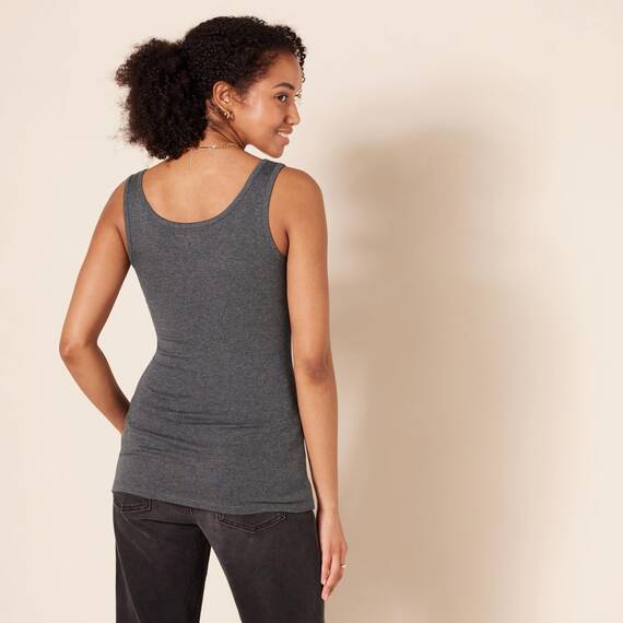 Amazon Essentials Damen Tanktop, Schmale Passform, 2er-Pack, Dunkelgrau Meliert, L