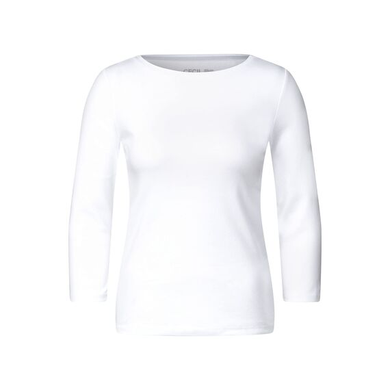 Cecil Damen Basic Boatneck T-Shirt, White, S