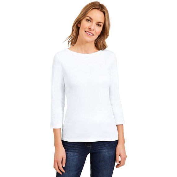 Cecil Damen Basic Boatneck T-Shirt, White, S