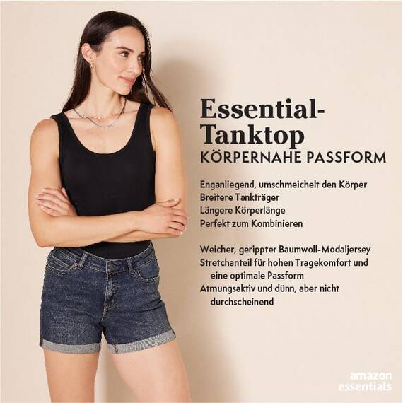 Amazon Essentials Damen Tanktop, Schmale Passform, 2er-Pack, Hellgrau Meliert, XL