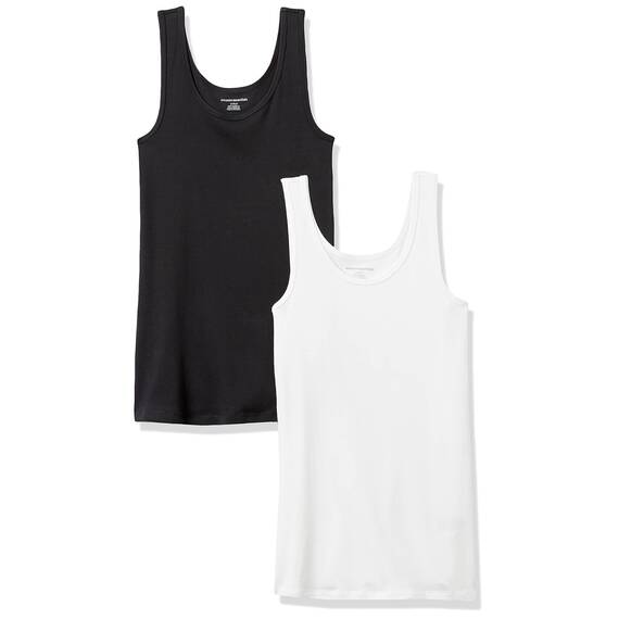 Amazon Essentials Damen Tanktop, Schmale Passform, 2er-Pack, Schwarz/Weiß, XL