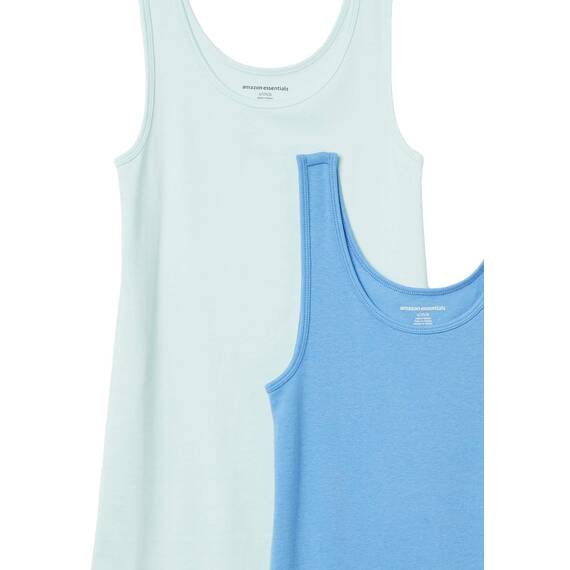 Amazon Essentials Damen Tanktop, Schmale Passform, 2er-Pack, Aquablau/Französisch Blau, XXL