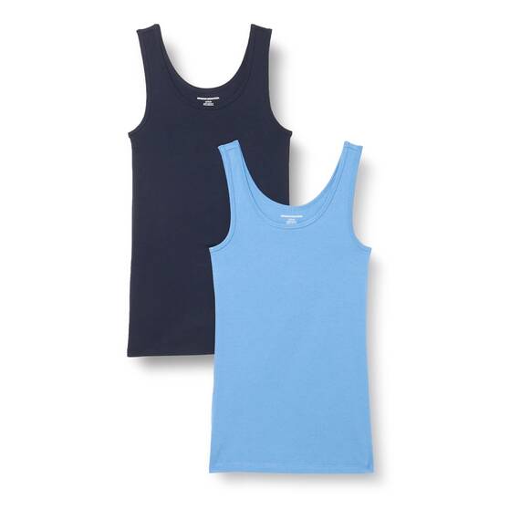 Amazon Essentials Damen Tanktop, Schmale Passform, 2er-Pack, Blau/Marineblau, XL