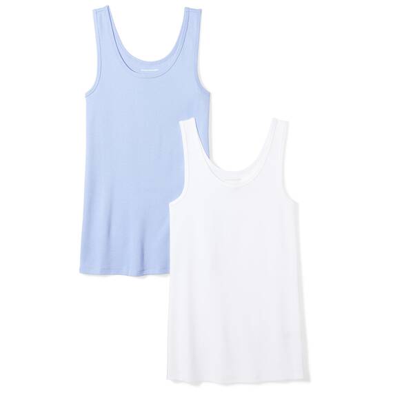 Amazon Essentials Damen Tanktop, Schmale Passform, 2er-Pack, Purpur/Weiß, XXL
