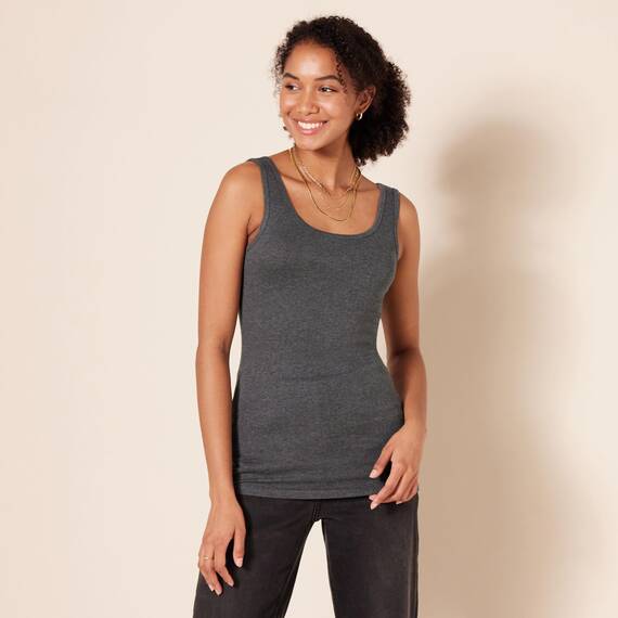 Amazon Essentials Damen Tanktop, Schmale Passform, 2er-Pack, Dunkelgrau Meliert, XXL