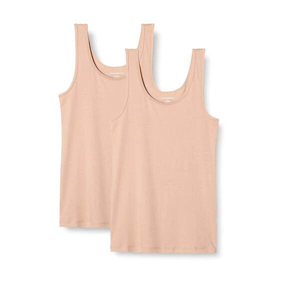 Amazon Essentials Damen Tanktop, Schmale Passform, 2er-Pack, Beige, XL