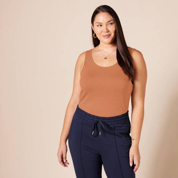 Amazon Essentials Damen Tanktop, Schmale Passform, 2er-Pack, Karamell/Ziegelrot, XXL