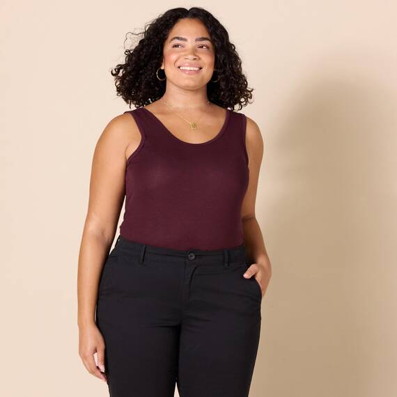 Amazon Essentials Damen Tanktop, Schmale Passform, 2er-Pack, Burgunderrot/Dunkelgrau Meliert, XXL