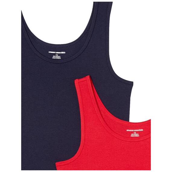 Amazon Essentials Damen Tanktop, Schmale Passform, 2er-Pack, Marineblau/Rot, XXL