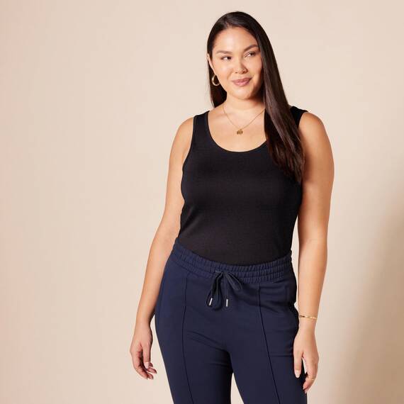 Amazon Essentials Damen Tanktop, Schmale Passform, 2er-Pack, Schwarz/Weiß Streifen, L