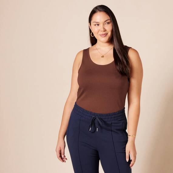 Amazon Essentials Damen Tanktop, Schmale Passform, 2er-Pack, Braun, XL