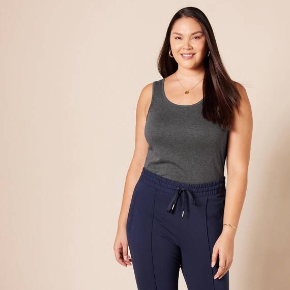 Amazon Essentials Damen Tanktop, Schmale Passform, 2er-Pack, Dunkelgrau Meliert, XXL