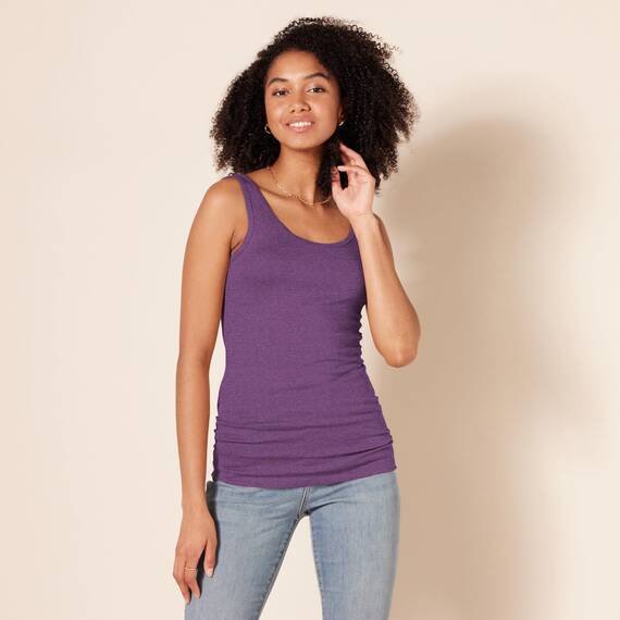 Amazon Essentials Damen Tanktop, Schmale Passform, 2er-Pack, Dunkelgrau Meliert/Dunkelpurpur, XXL