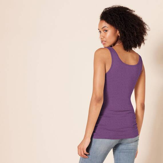 Amazon Essentials Damen Tanktop, Schmale Passform, 2er-Pack, Dunkelgrau Meliert/Dunkelpurpur, XL
