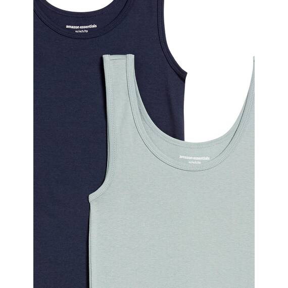 Amazon Essentials Damen Tanktop, Schmale Passform, 2er-Pack, Marineblau/Salbeigrün, XL