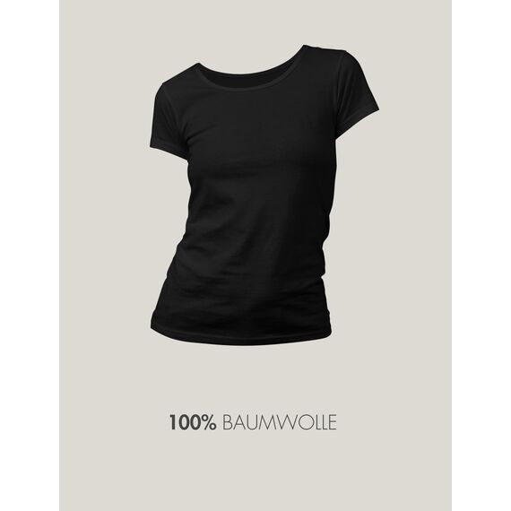 Basic Treasure 3er Pack Tshirt Damen Schwarz, Kurzärmliges Shirt, 100% Baumwolle T Shirt (Schwarz, L)