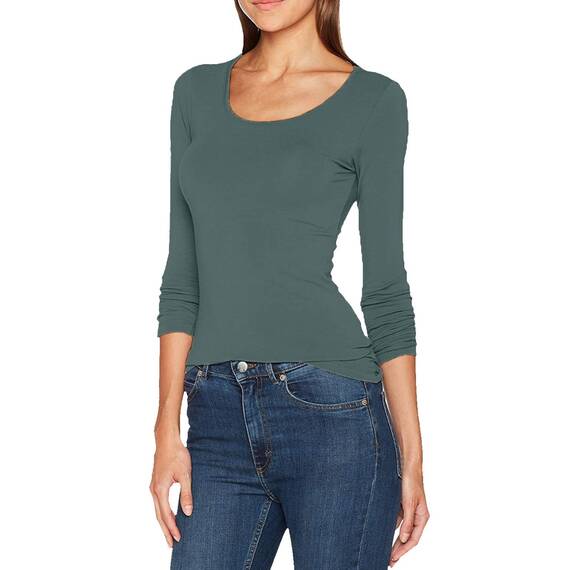 ONLY Damen Langarmshirt Figurbetont und Tailliert aus Baumwolle, Rundhalsausschnitt (3er Love Mix 4 - XS) (Black, Grey, Green)
