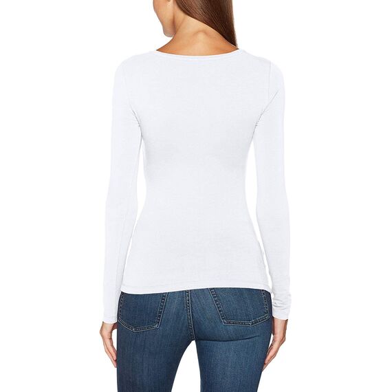 ONLY Damen Onllive Love Life L/S Oneck Top Noos JRS T Shirt, Weiß, L EU