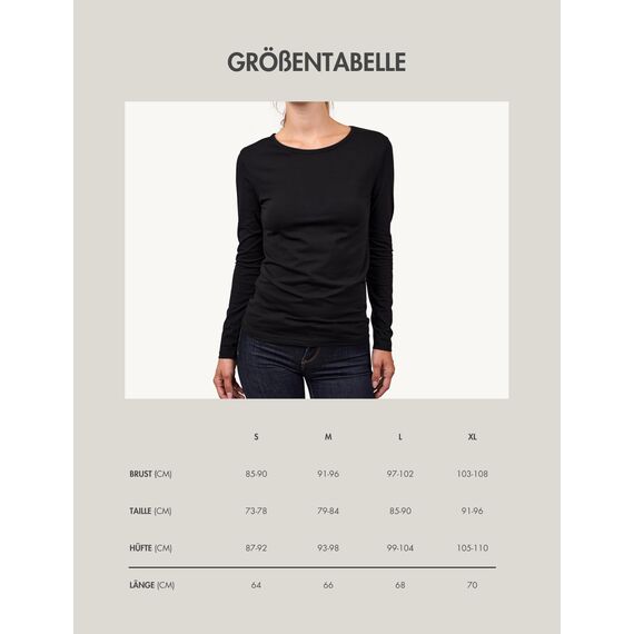 Basic Treasure 2-Pack Langarmshirts für Damen Schwarz, Longsleeve Baumwolle 95%, Langarmshirt Baumwolle, Basic Shirt S