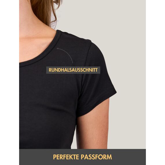 Basic Treasure 3er Pack Tshirt Damen Schwarz, Kurzärmliges Shirt, 100% Baumwolle T Shirt (Schwarz, XL)