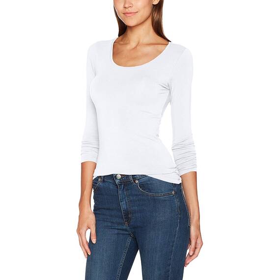 ONLY Damen Onllive Love Life L/S Oneck Top Noos JRS T Shirt, Weiß, M EU
