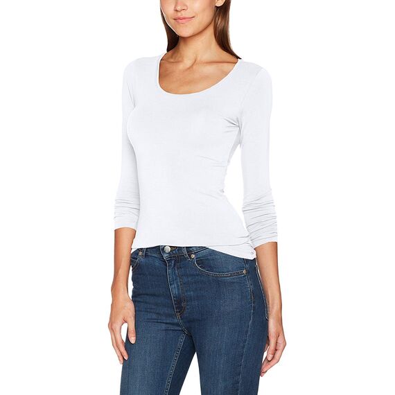 ONLY Damen Onllive Love Life L/S Oneck Top Noos JRS T Shirt, Weiß, L EU