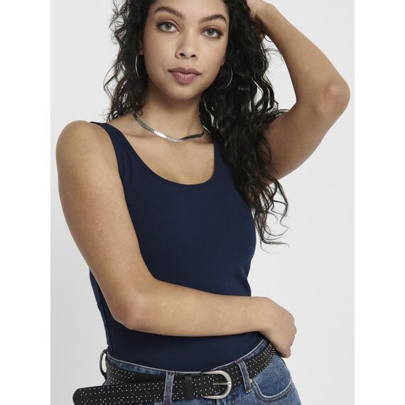 ONLY 3er Pack Damen Basic Tops Tank Top dunkel blau lang 15201465 (XS, Blau (Night Sky))