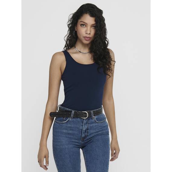 ONLY 3er Pack Damen Basic Tops Tank Top dunkel blau lang 15201465 (L, Blau (Night Sky))