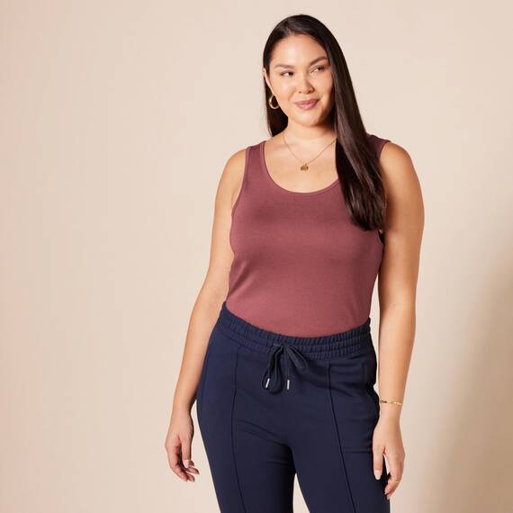 Amazon Essentials Damen Tanktop, Schmale Passform, 2er-Pack, Pflaume, XXL