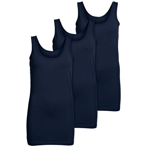 ONLY 3er Pack Damen Basic Tops Tank Top dunkel blau lang 15201465 (M, Blau (Night Sky))