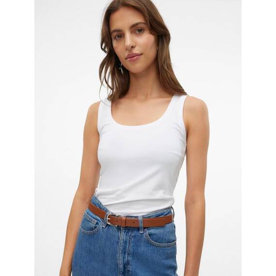 VERO MODA Damen Tank Top VMMaxi My Soft Long Basic Damentop 10185110 Bright White S