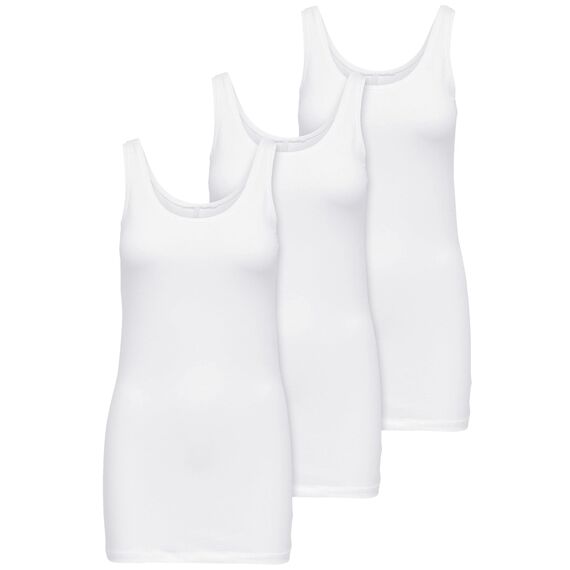 ONLY 3er Pack Damen Basic Tops Tank Top weiß lang 15201465 (XS, Weiß (White))