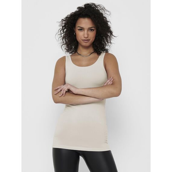 ONLY 3er Pack Damen Basic Tops Tank Top Elfenbein lang 15201465 (L, Weiß (Cloud Dancer))