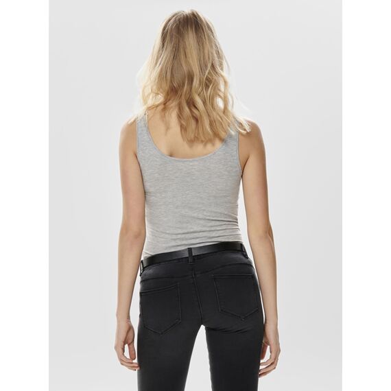 ONLY 3er Pack Damen Basic Tops Tank Top grau lang 15201465 (XL, Grau (Light Grey Melange))