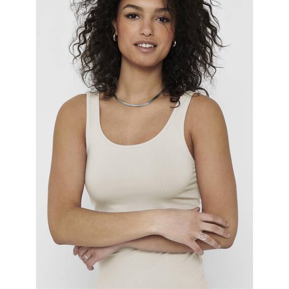 ONLY 3er Pack Damen Basic Tops Tank Top Elfenbein lang 15201465 (M, Weiß (Cloud Dancer))