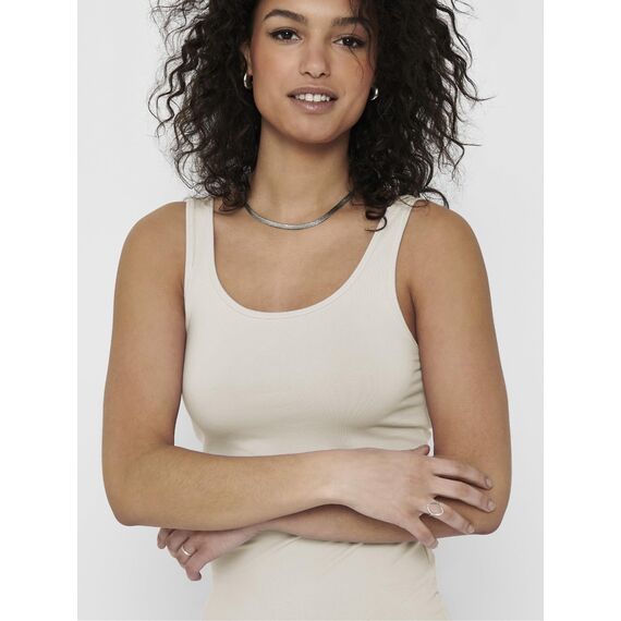 ONLY 3er Pack Damen Basic Tops Tank Top Elfenbein lang 15201465 (L, Weiß (Cloud Dancer))
