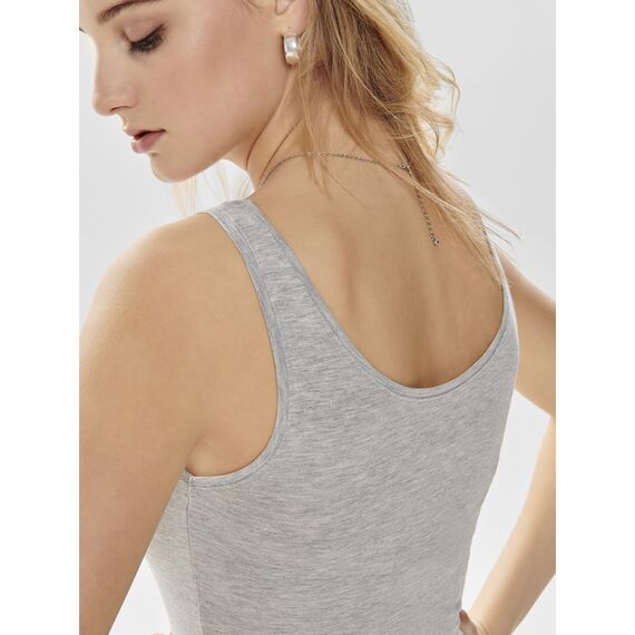 ONLY 3er Pack Damen Basic Tops Tank Top grau lang 15201465 (L, Grau (Light Grey Melange))